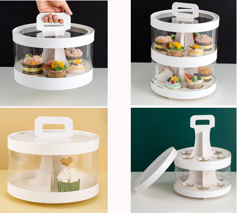 Transparente Cupcake-Box mit Henkel