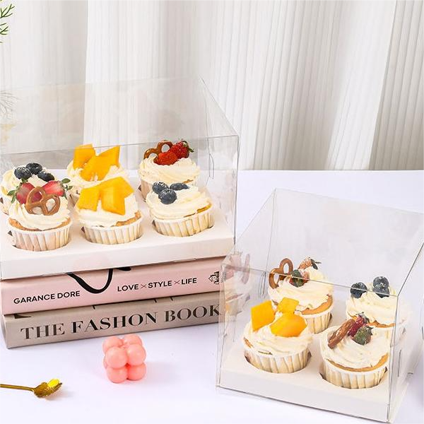 Transparent paper cupcake packaging box