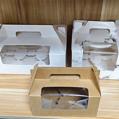 White & Kraft & Color Printing Cupcake Boxes
