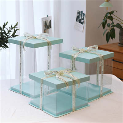 blue transparent cake box