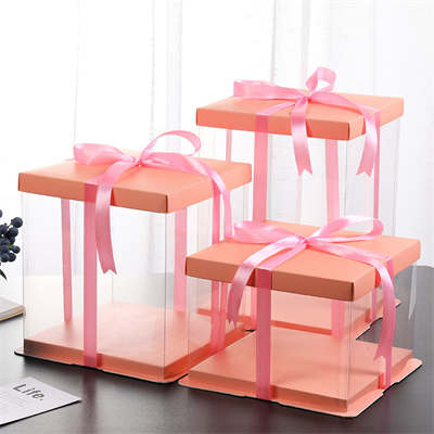pink transparent cake box